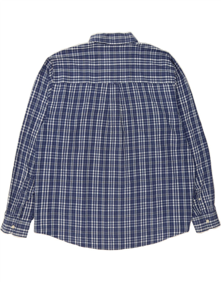 CHAPS Mens Shirt 2XL Navy Blue Check Cotton Vintage Chaps and Second-Hand Chaps from Messina Hembry 