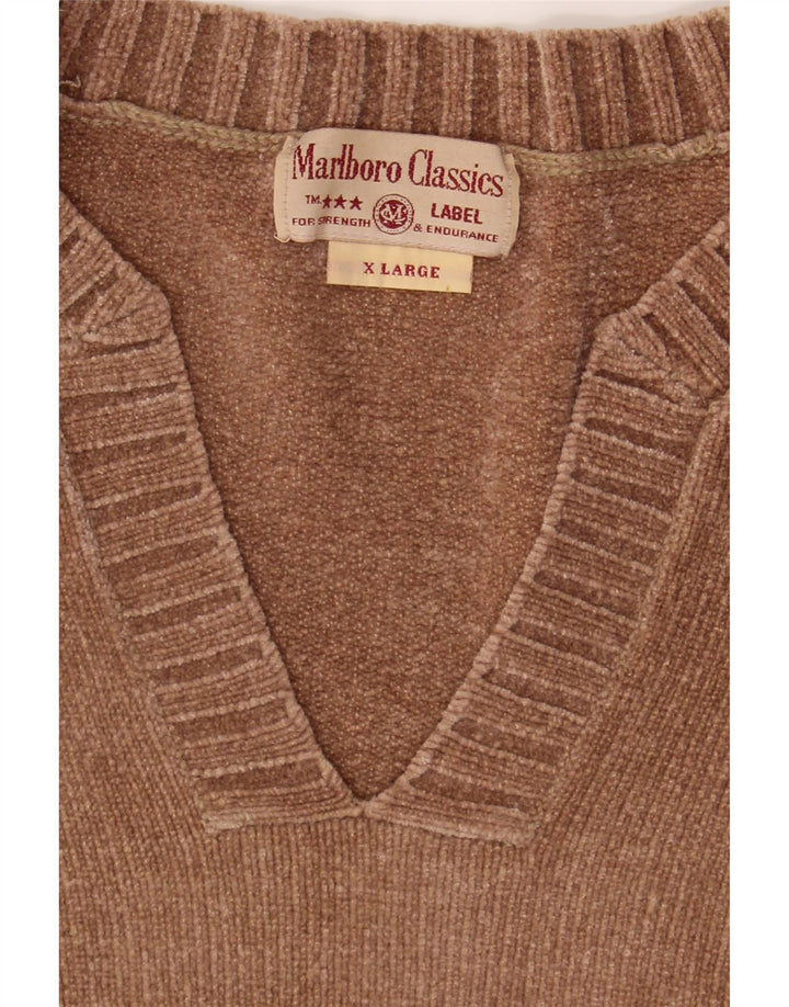 MARLBORO CLASSICS Womens V-Neck Jumper Sweater UK 18 XL Brown Vintage Marlboro Classics and Second-Hand Marlboro Classics from Messina Hembry 