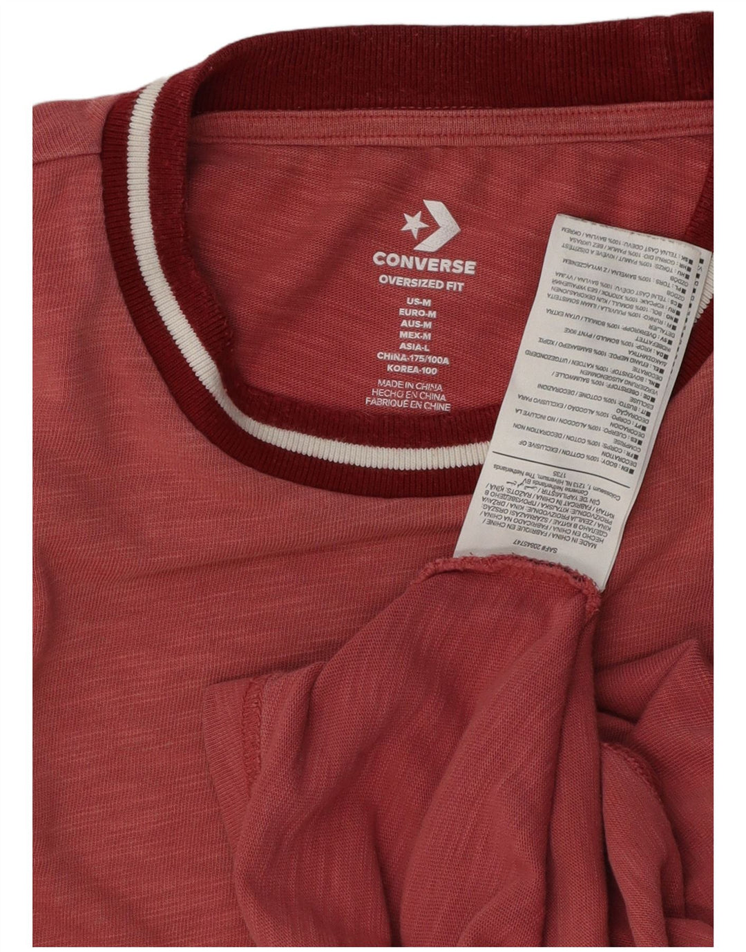 Camiseta masculina Converse Oversized Graphic Top Médio Algodão Salpicado Borgonha