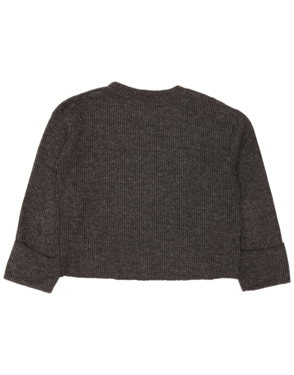 Zara Suéter feminino cropped grande com gola canoa Reino Unido 10 pequeno preto