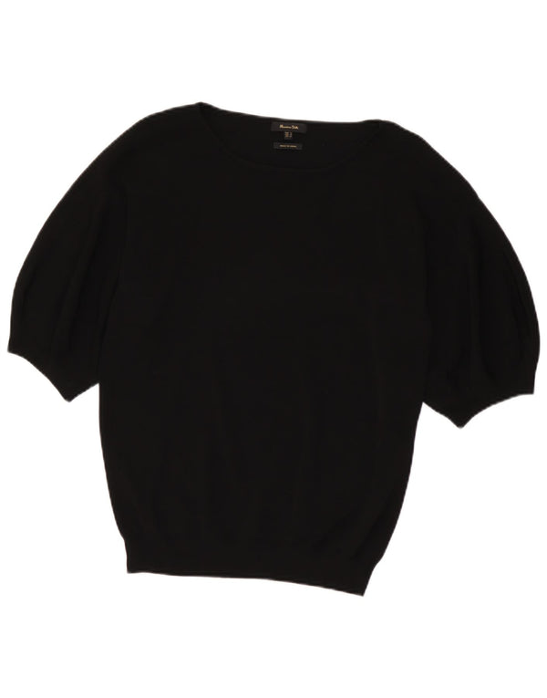 Suéter feminino Massimo Dutti com gola canoa Reino Unido 10 pequeno preto