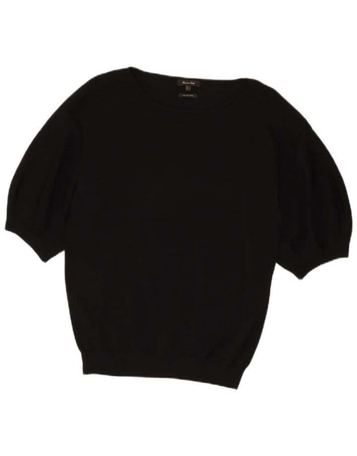 Suéter feminino Massimo Dutti com gola canoa Reino Unido 10 pequeno preto