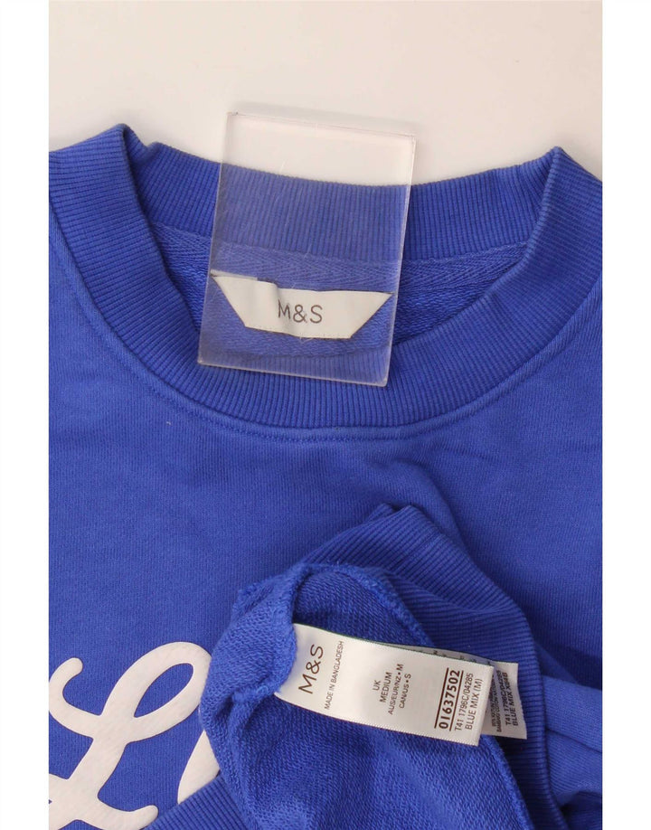 Suéter Marks & Spencer feminino com moletom gráfico Lisboa Reino Unido 14 azul médio