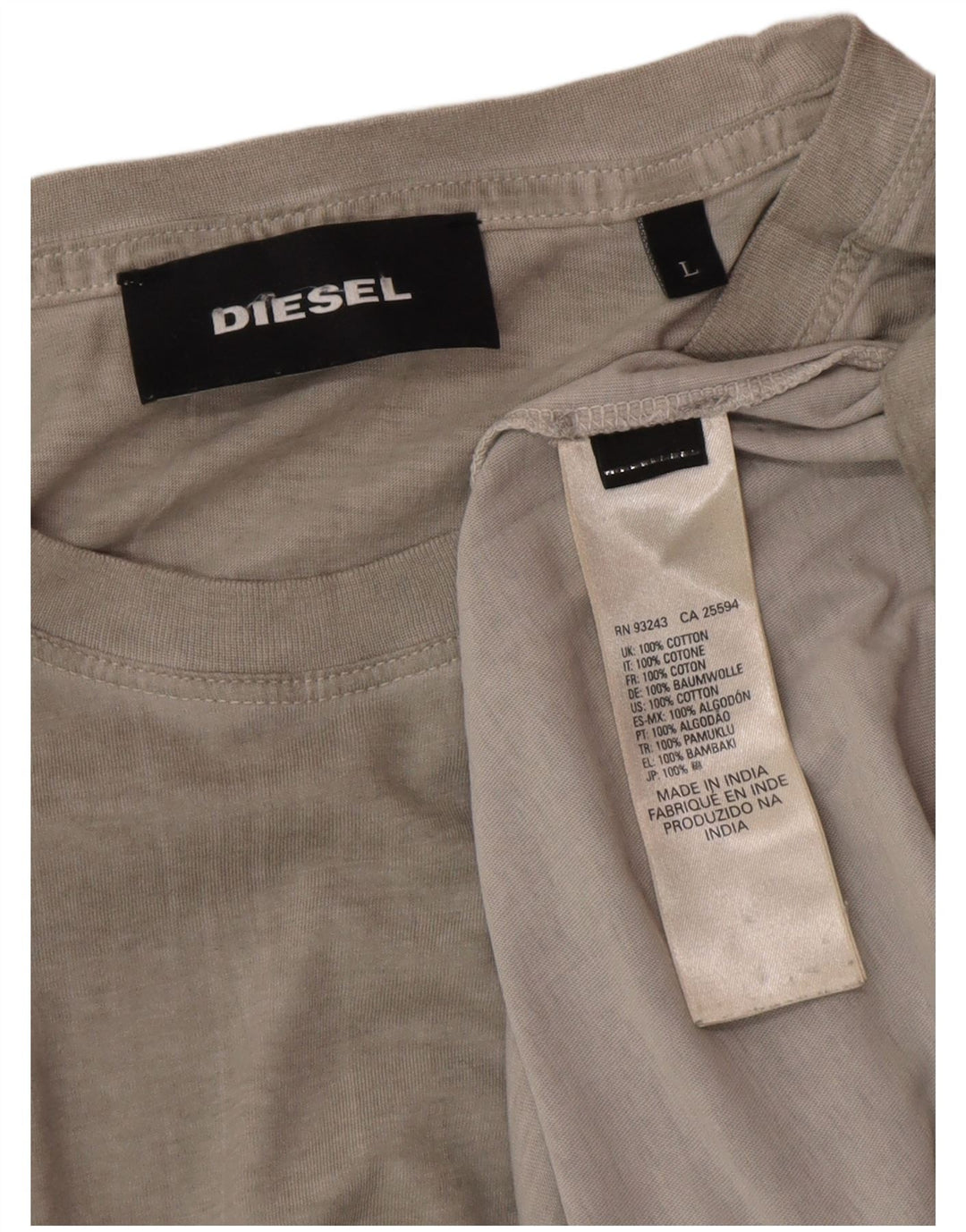 Camiseta masculina Diesel Top grande algodão cinza