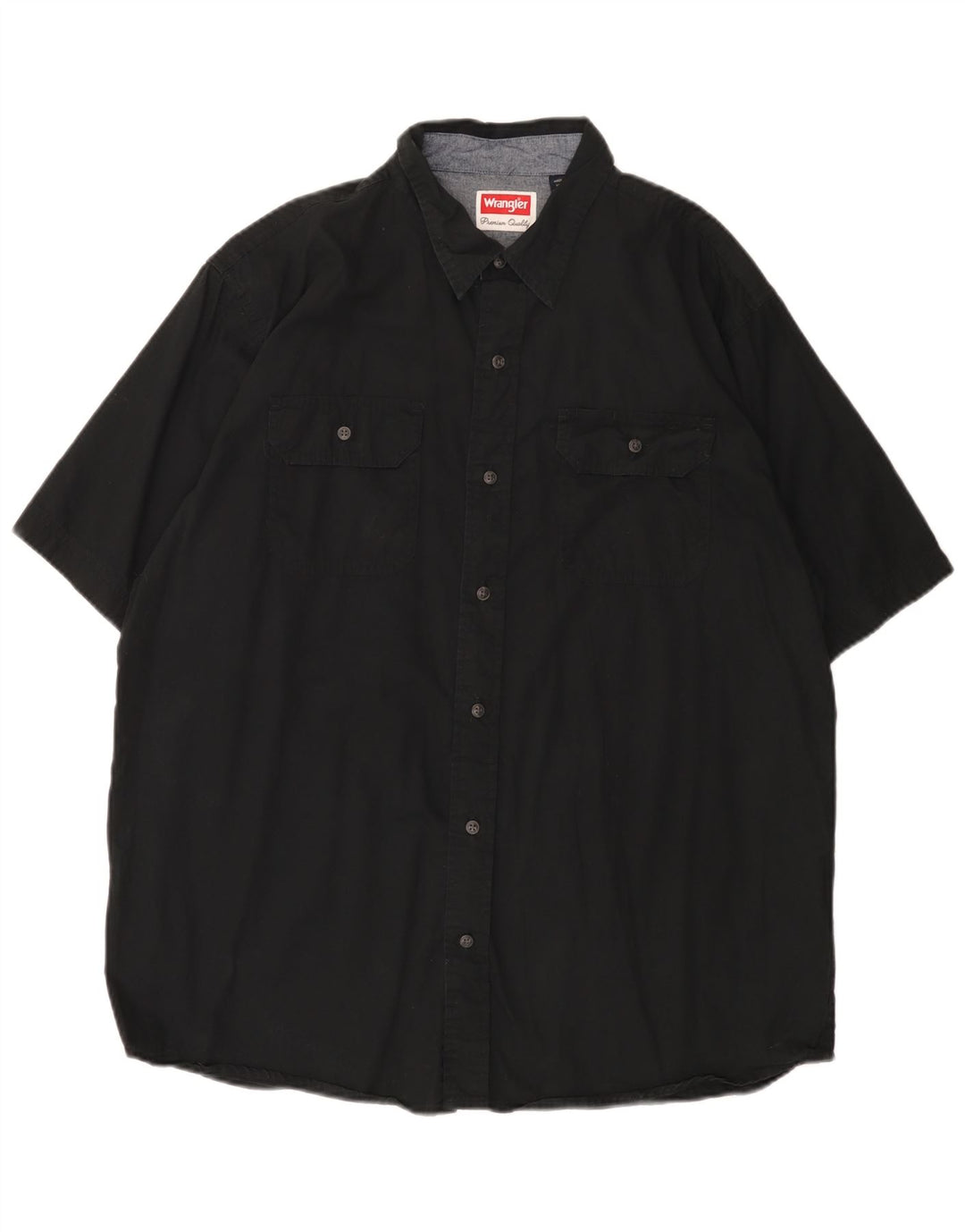 WRANGLER Mens Short Sleeve Shirt Large Black Cotton