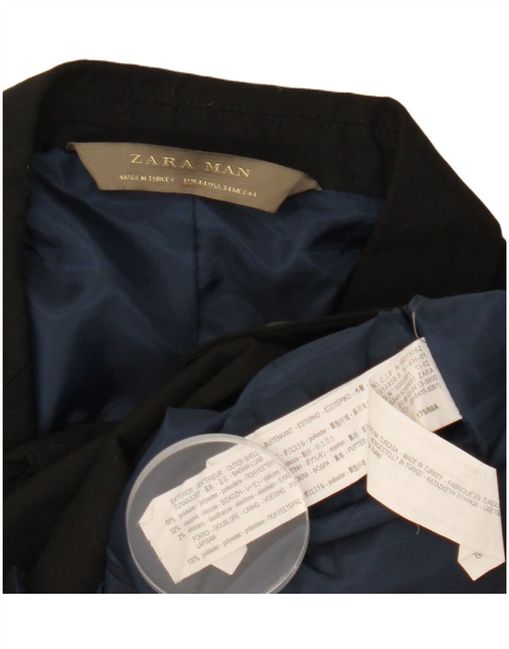 Jaqueta blazer masculina Zara com 2 botões EU 44 XS poliéster preto