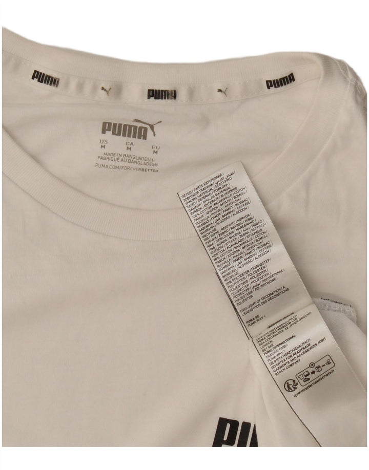 Puma Camiseta Masculina Top Médio Algodão Branco