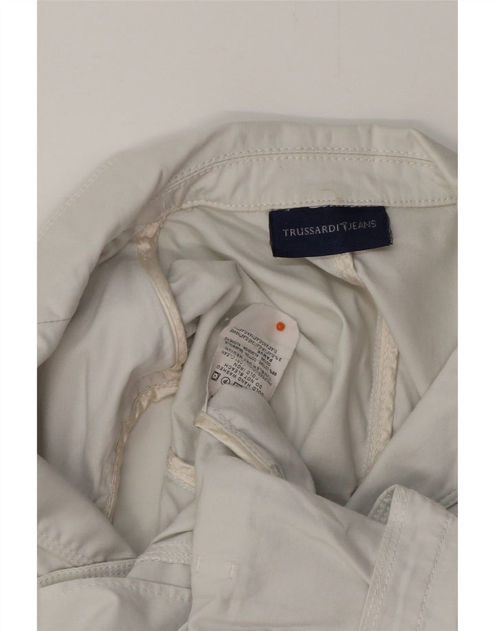 Jaqueta blazer feminina TRUSSARDI com 3 botões IT 40 algodão branco pequeno