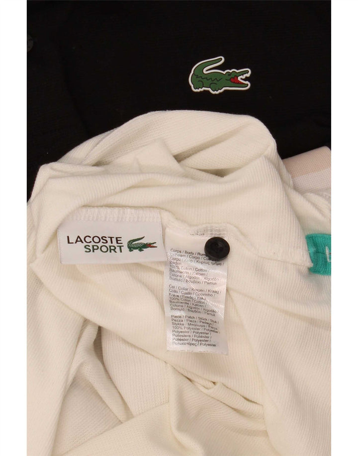 Camisa polo masculina Lacoste XL preta colorblock algodão
