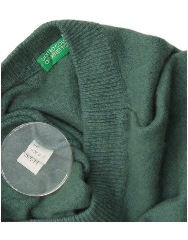 Suéter feminino Benetton com gola redonda grande, Reino Unido 10 pequeno verde
