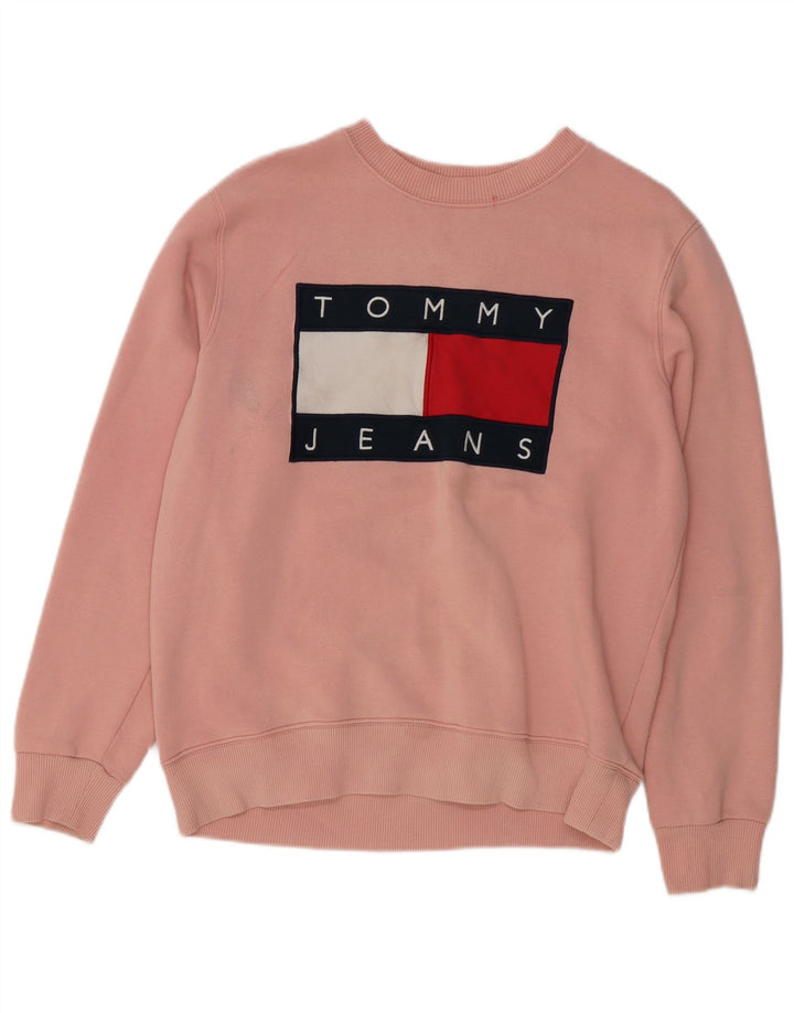 Suéter gráfico feminino TOMMY HILFIGER Reino Unido 14 algodão rosa médio