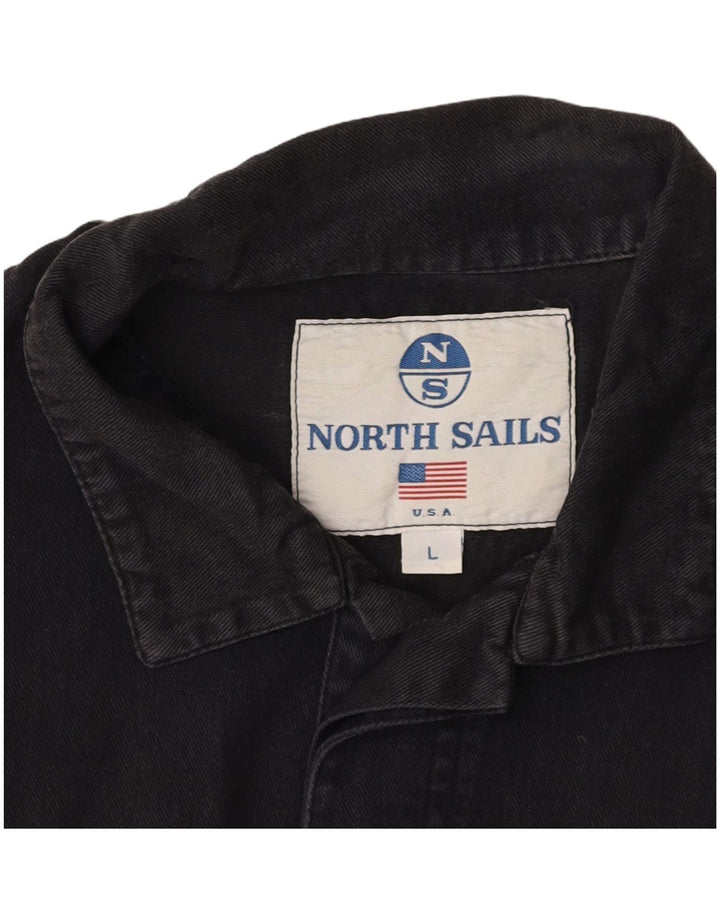 NORTH SAILS Mens Short Sleeve Pullover Denim Shirt Large Black