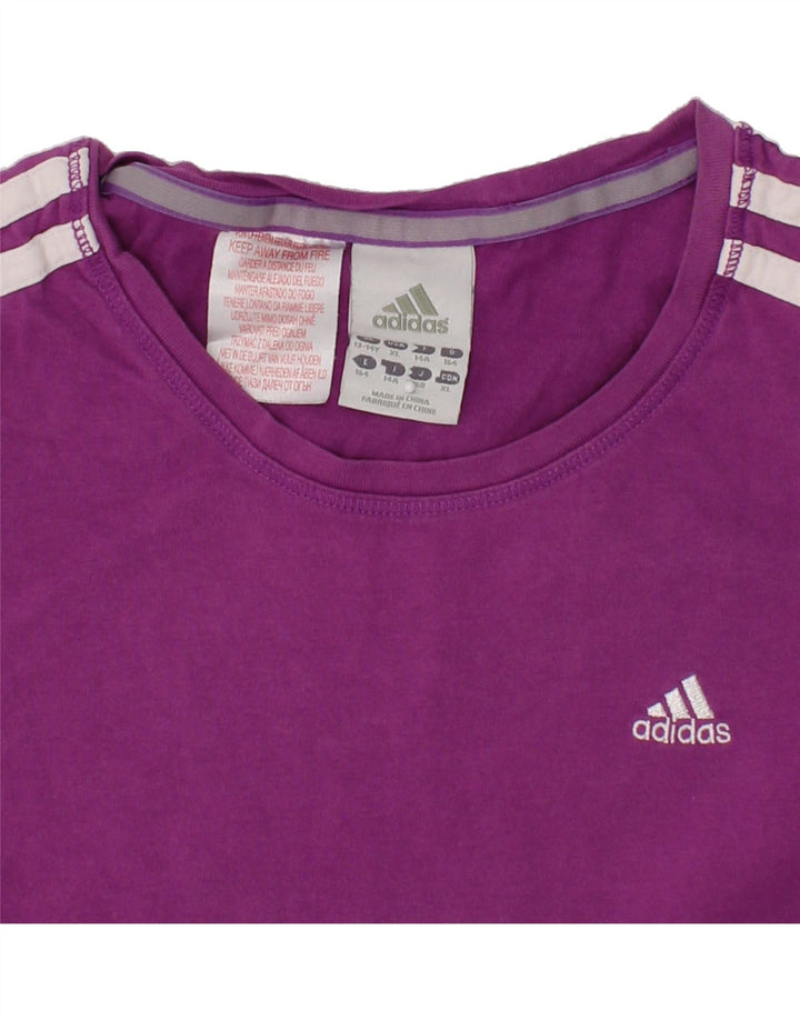 ADIDAS Girls T-Shirt Top 13-14 Years Purple Cotton Vintage Adidas and Second-Hand Adidas from Messina Hembry 