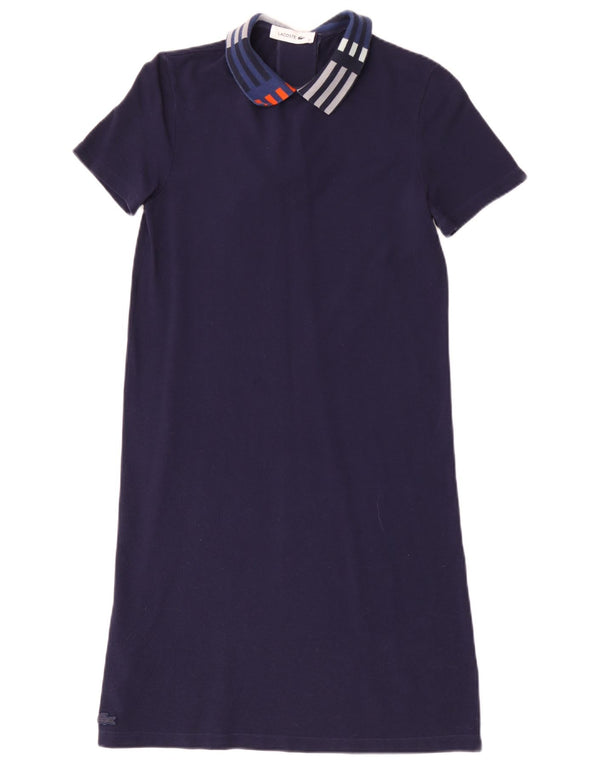 Vestido polo feminino Lacoste tamanho 36 pequeno algodão listrado azul marinho
