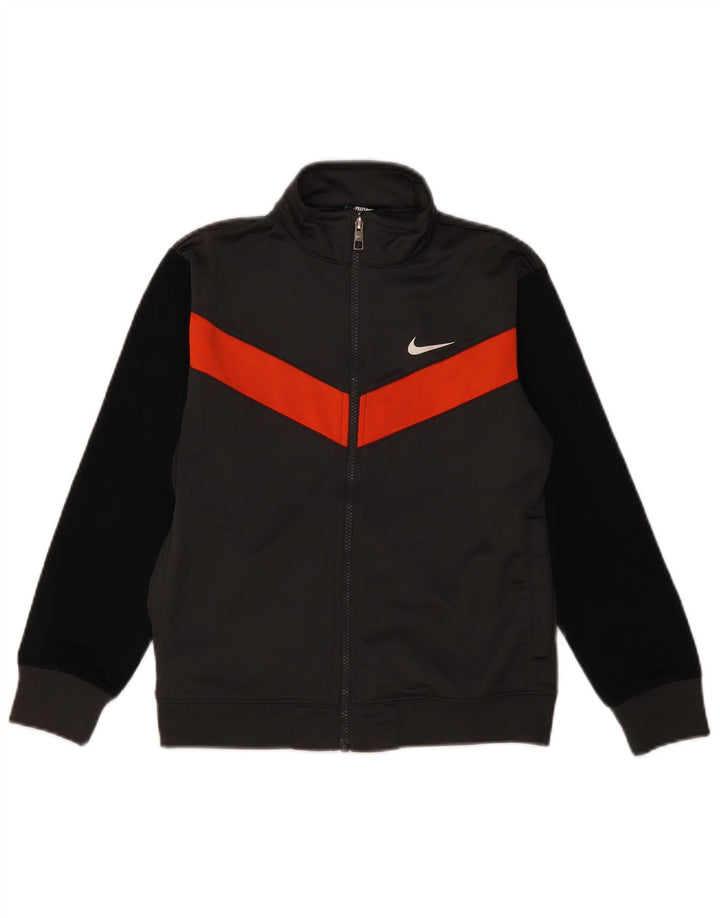 NIKE Boys Tracksuit Top Jacket 10-11 Years Medium Grey Colourblock