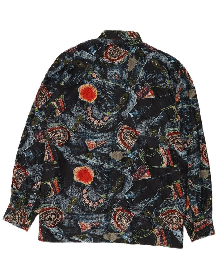 Tornado Masculino Abstrato Padrão Solto Fit Camisa Pequena Seda Multicolorida