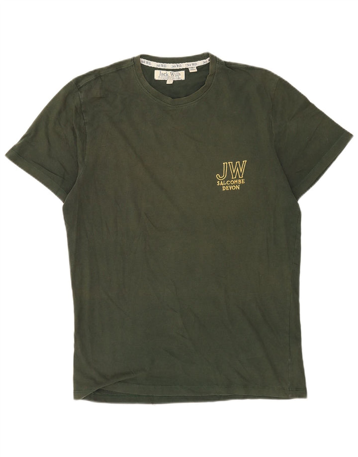 Camiseta gráfica masculina Jack Wills Top médio algodão cáqui