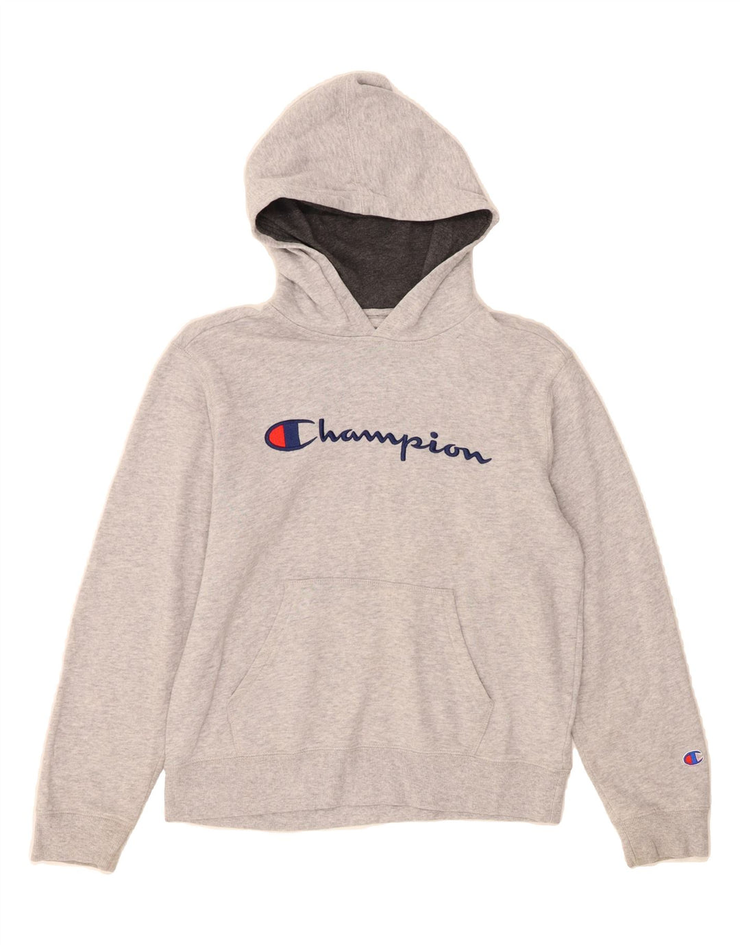 CHAMPION Womens Graphic Hoodie Jumper UK 14 Large Grey Cotton Vintage Champion and Second-Hand Champion from Messina Hembry 
