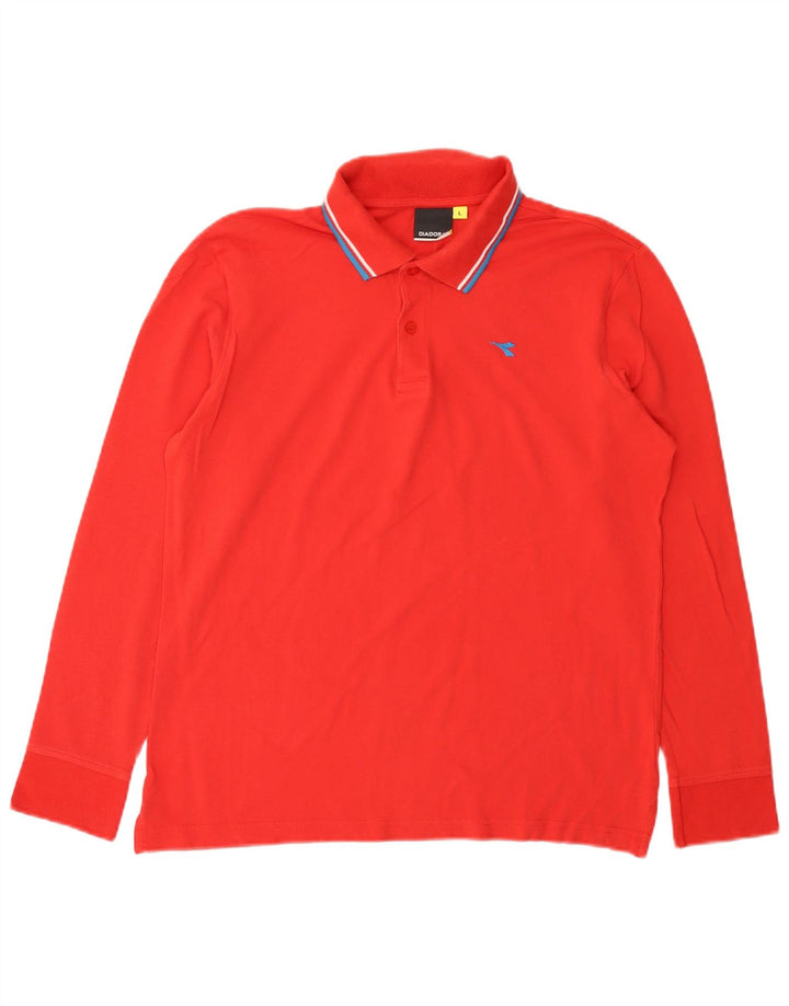 Camisa polo masculina de manga comprida Diadora grande vermelha