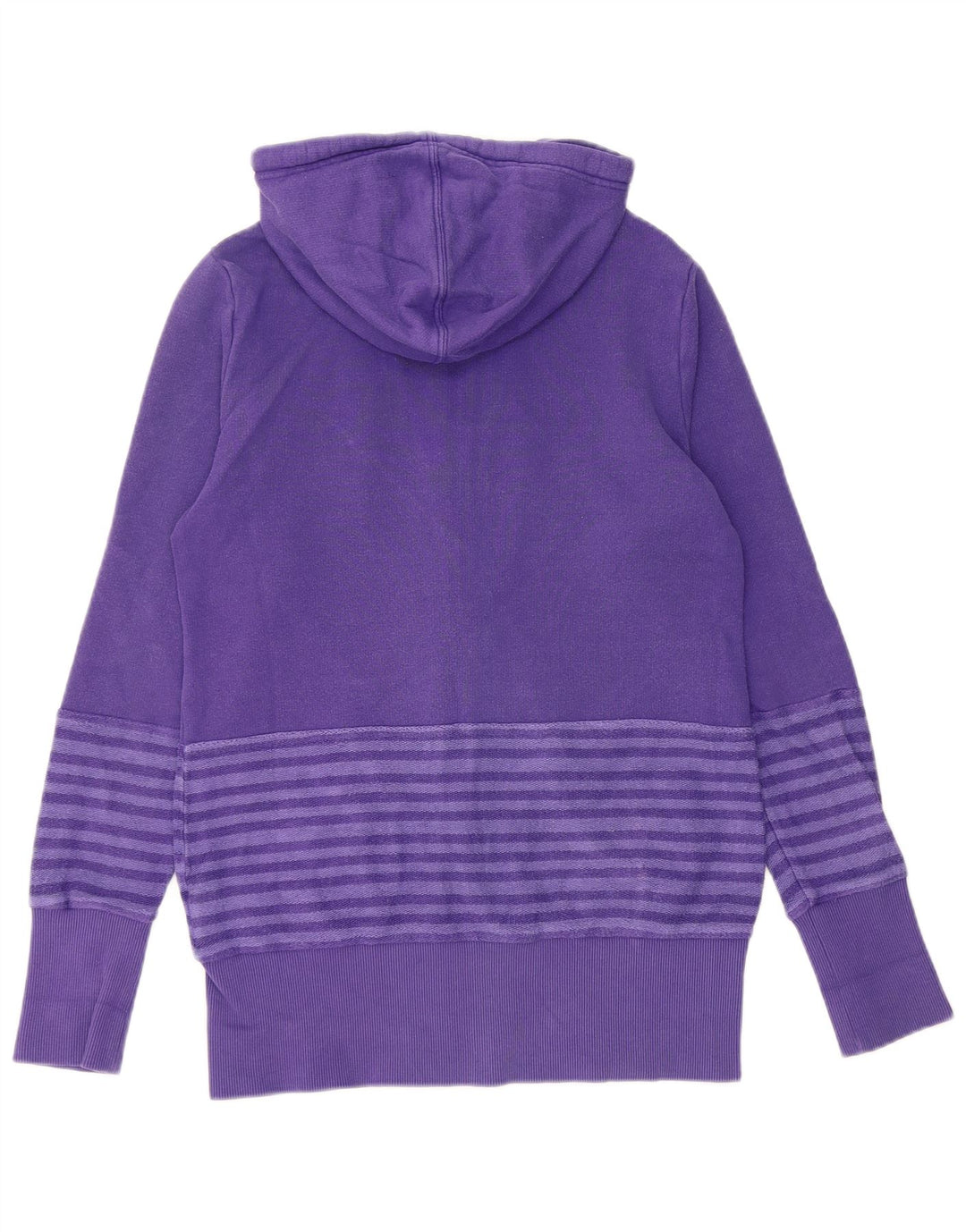 ADIDAS Womens Zip Hoodie Sweater EU 38 Médio Roxo Listrado Algodão