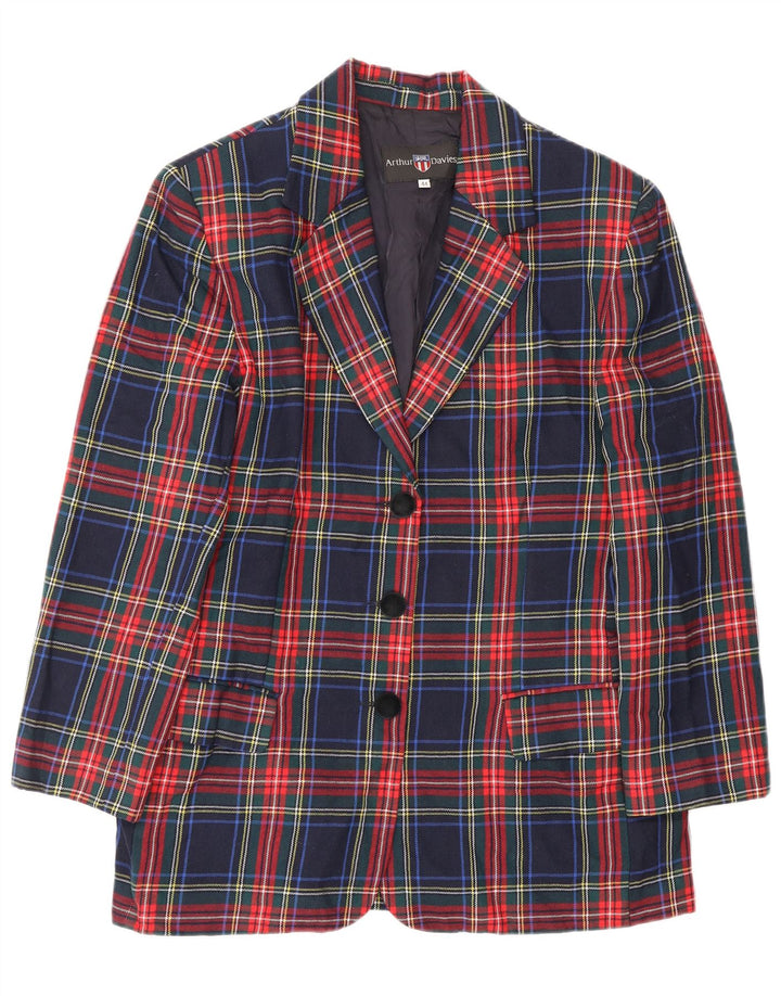 Jaqueta blazer feminina vintage com 3 botões IT 44 médio xadrez azul marinho clássico