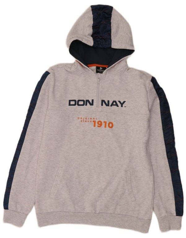 Donnay Boys Graphic Zip Neck Hoodie Jumper 15-16 Years Grey Colourblock