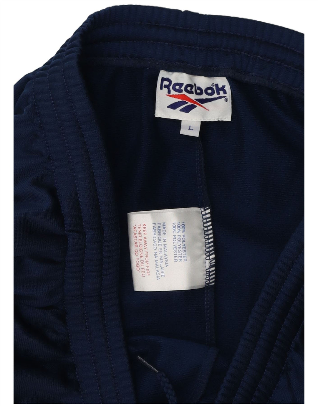 Calça de treino masculina Reebok Graphic grande poliéster azul marinho