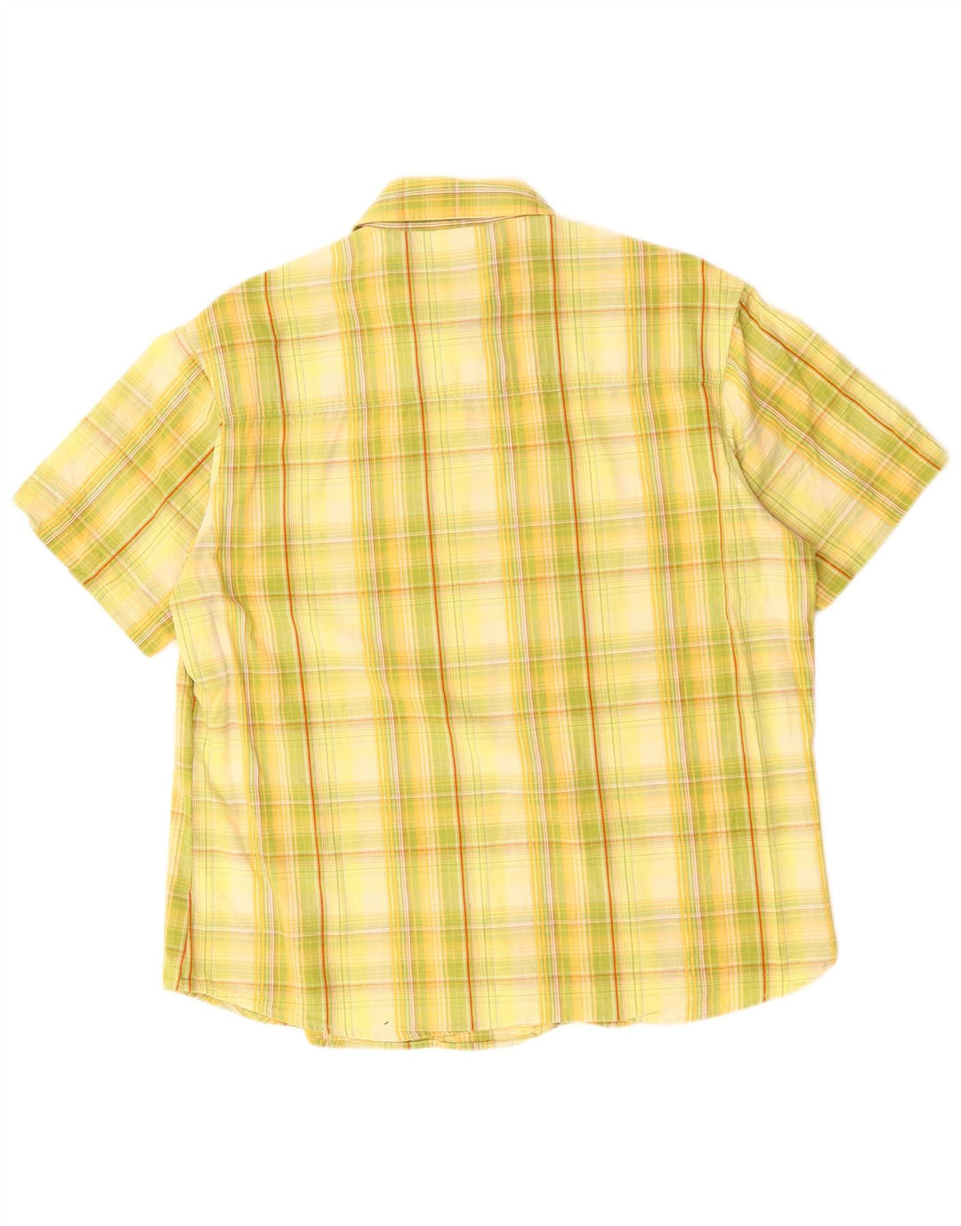 JACK WOLFSKIN Camisa masculina de manga curta de algodão xadrez amarelo médio