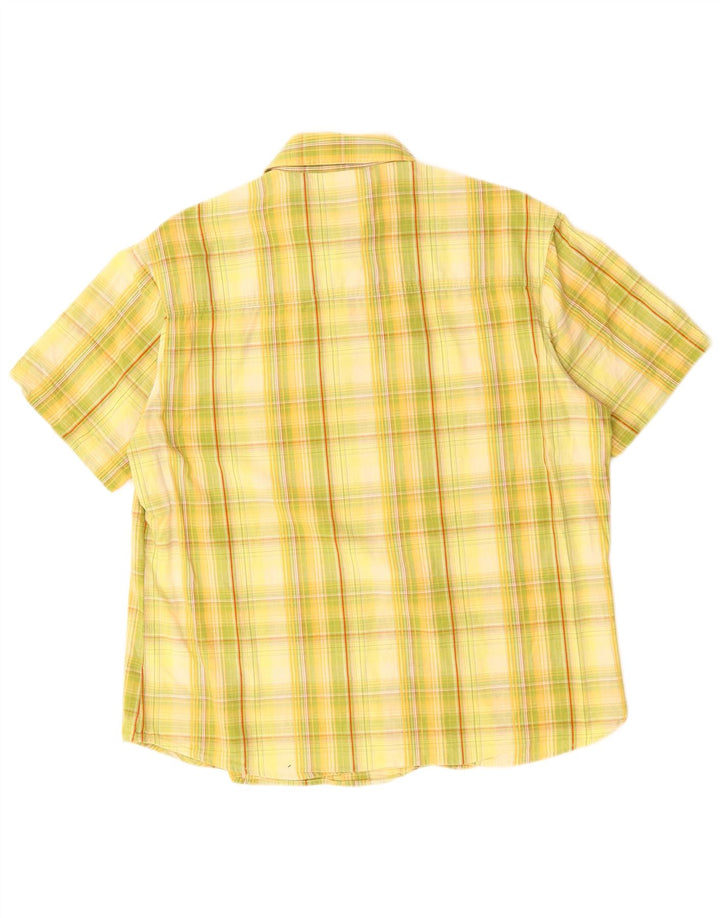 JACK WOLFSKIN Camisa masculina de manga curta de algodão xadrez amarelo médio