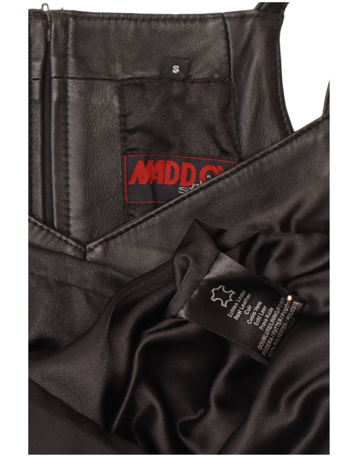 Vestido feminino MADDOX sem mangas com bainha de couro Reino Unido 10 pequeno couro preto