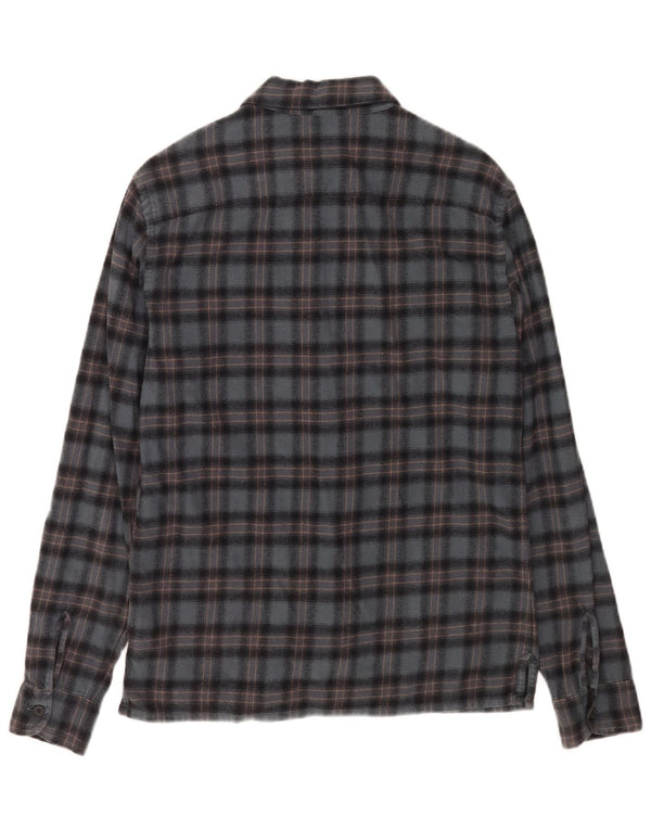 Camisa masculina de flanela All Saints Regular Fit XS algodão xadrez cinza