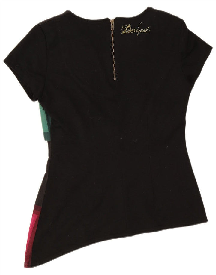 Blusa Assimétrica Feminina Desigual Top UK 14 Grande Preto Geométrico