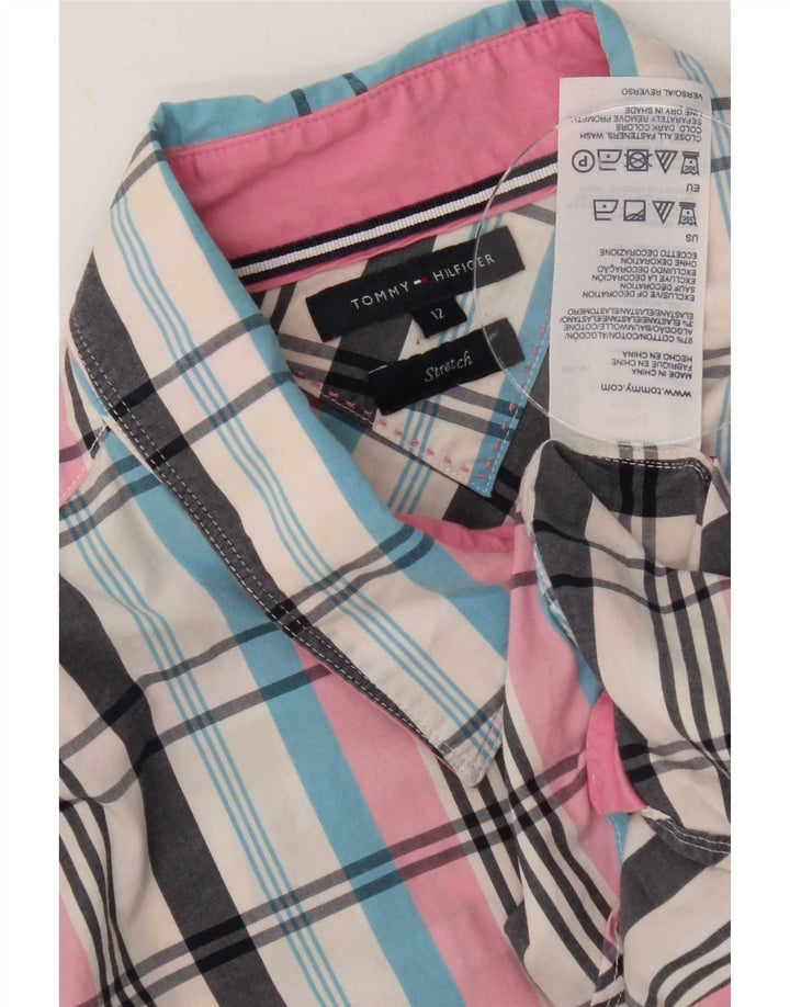 Camisa feminina Tommy Hilfiger EUA 12 grande algodão xadrez multicolorido