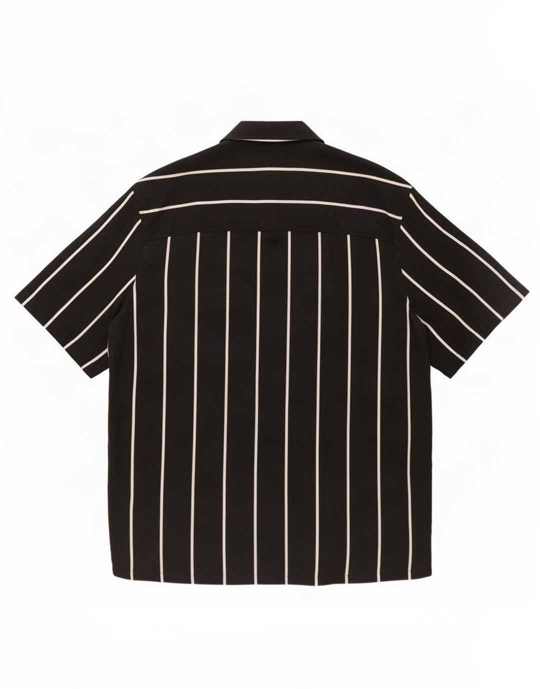 Zara Camisa masculina de manga curta grande viscose listrada preta