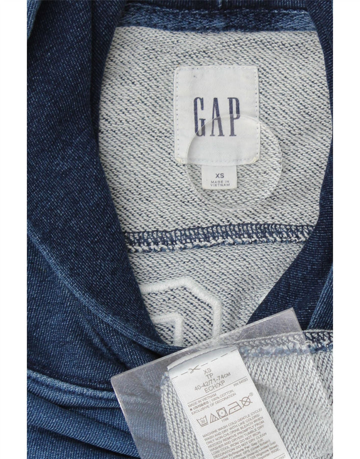 GAP Mens Graphic Hoodie Jumper XS Blue Cotton Vintage Gap and Second-Hand Gap from Messina Hembry 