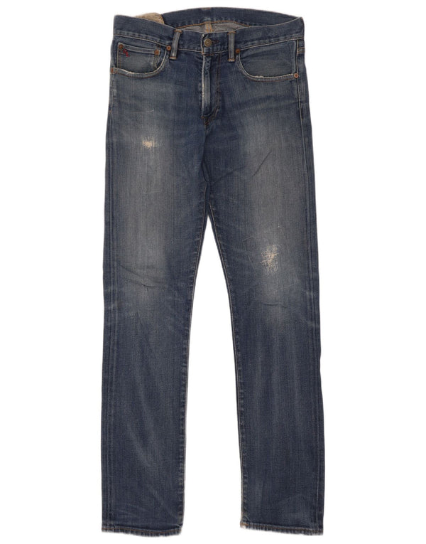 Polo Ralph Lauren Mens Jeans Slim Distressed W32 L34 Azul Algodão