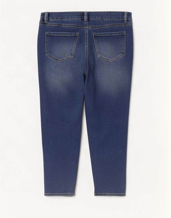 M&Co Jeans Feminino Petite Cropped Reino Unido 16 Grande W36 L25 Azul Algodão