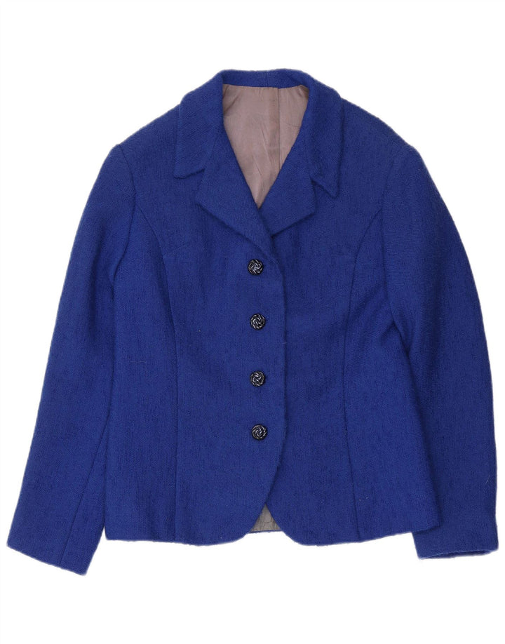 Jaqueta blazer feminina VINTAGE com 4 botões Reino Unido 12 azul médio