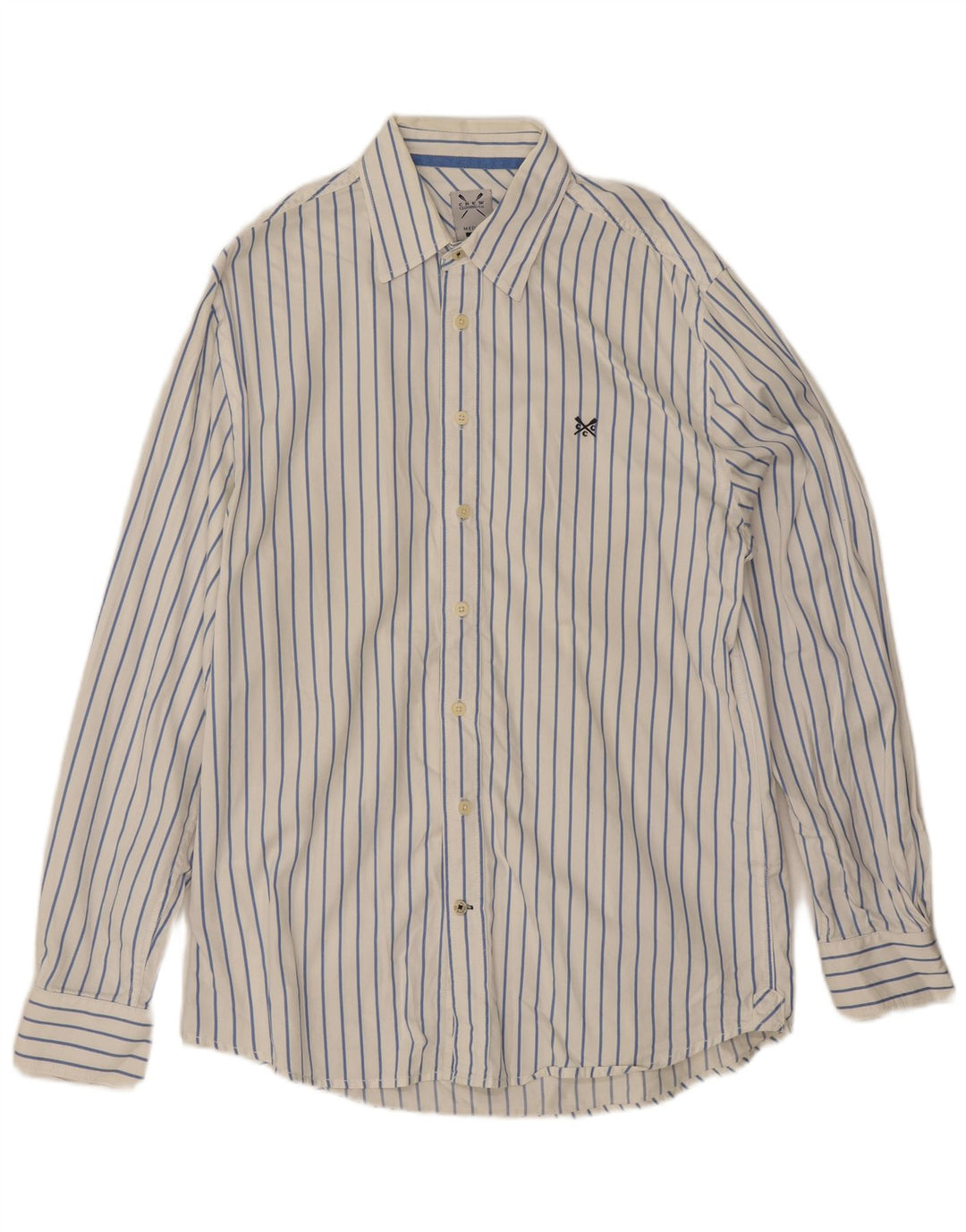 Crew Clothing Camisa masculina sob medida de algodão listrado branco médio