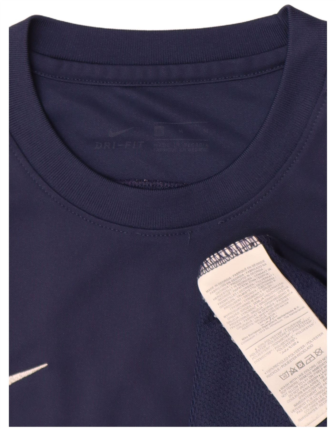 Camiseta Nike Masculina Dri Fit Top Médio Azul Marinho Poliéster