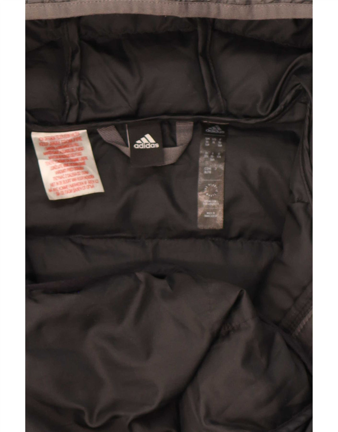 Jaqueta acolchoada com capuz Adidas meninos 15-16 anos cinza colorblock poliéster