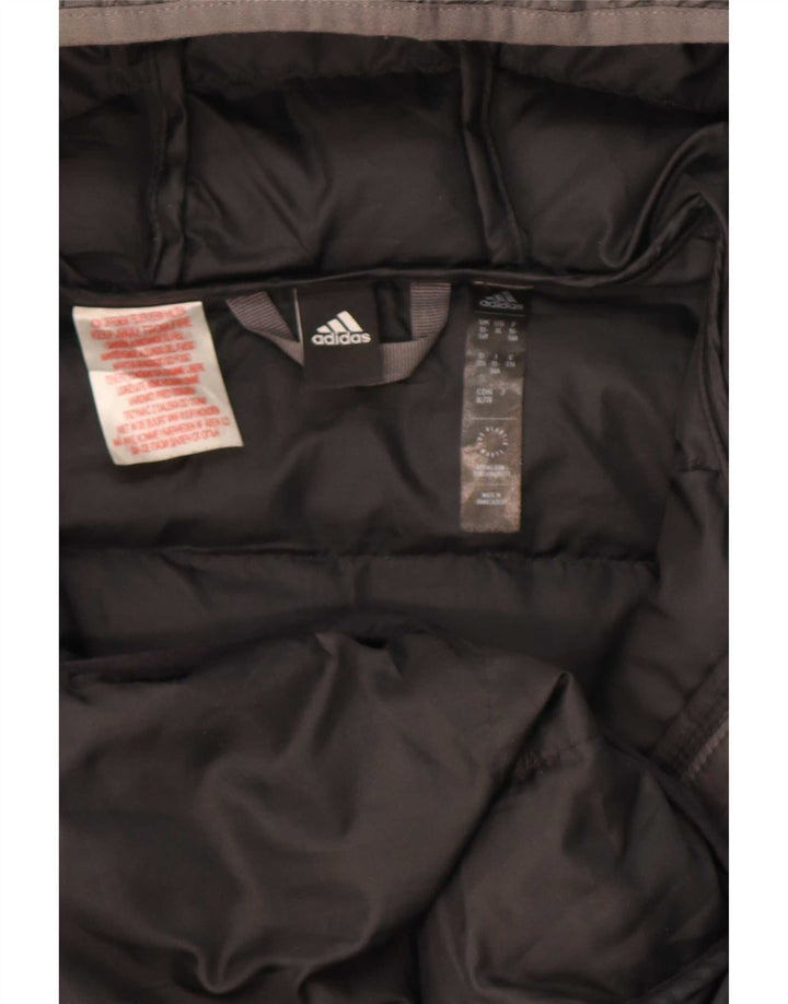 Jaqueta acolchoada com capuz Adidas meninos 15-16 anos cinza colorblock poliéster
