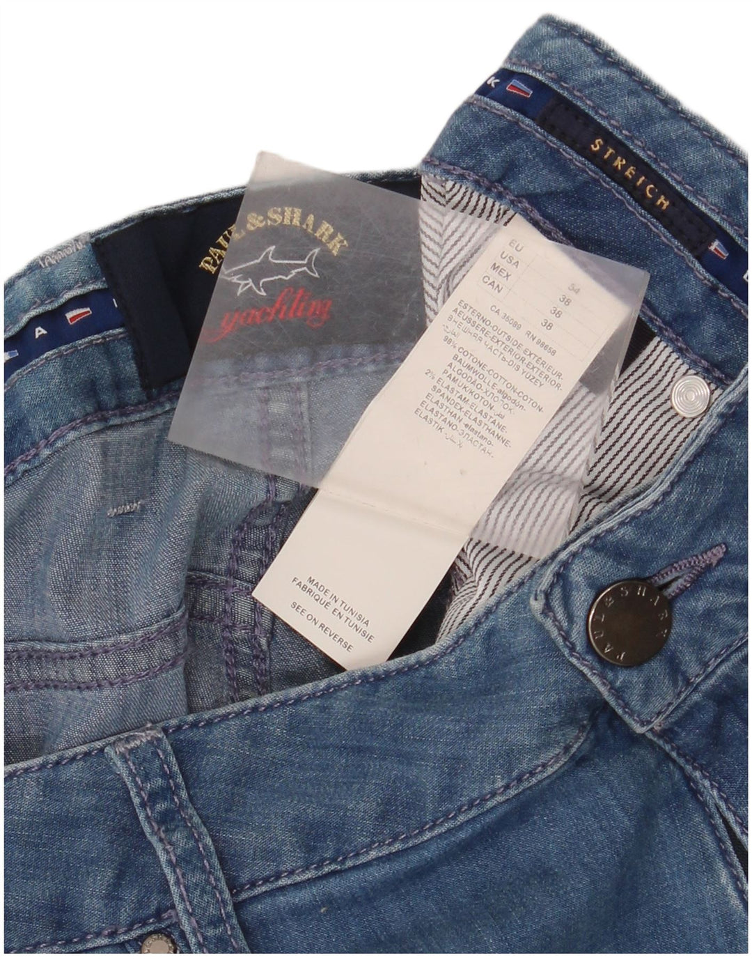 Calça jeans reta masculina Paul & Shark W38 L33 algodão azul