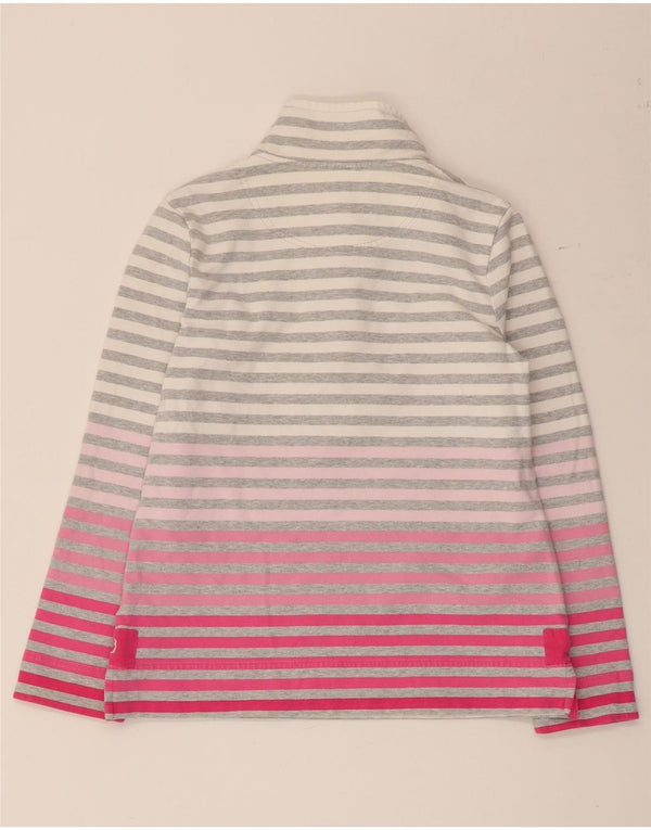 Suéter feminino Joules com gola e botão UK 12 listrado cinza médio