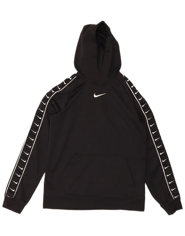 Suéter com capuz gráfico Nike Boys 12-13 anos grande preto poliéster esportivo