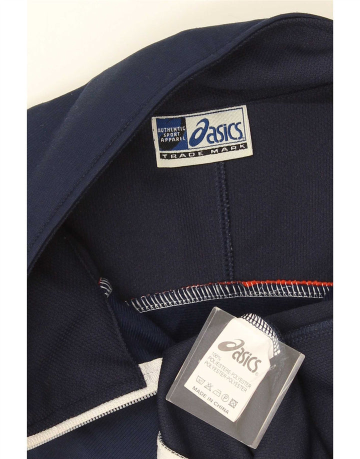 Asics Mens Tracksuit Top Jacket Grande Azul Marinho Colourblock Poliéster