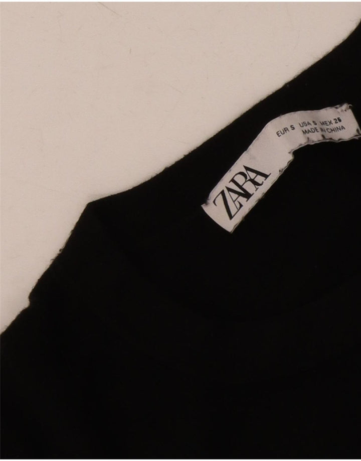 Zara Suéter feminino com gola redonda e gola redonda, preto pequeno, 10