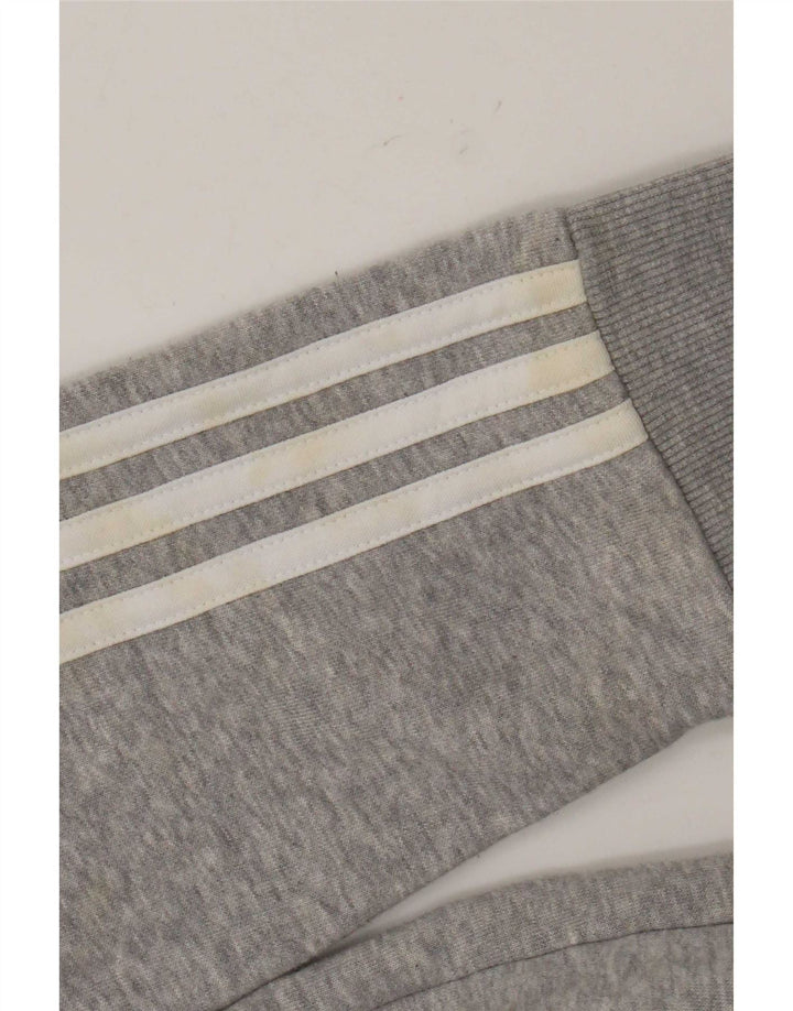 Adidas masculino zip moletom com capuz cinza médio manchado