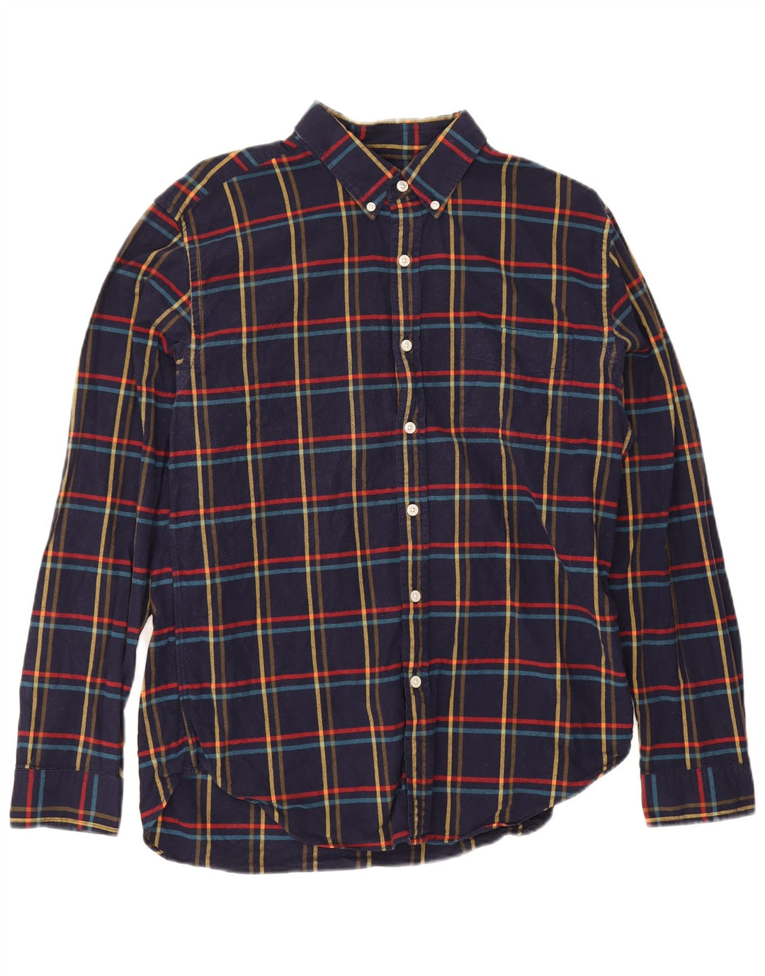 Camisa masculina de flanela J. Crew grande algodão xadrez azul marinho