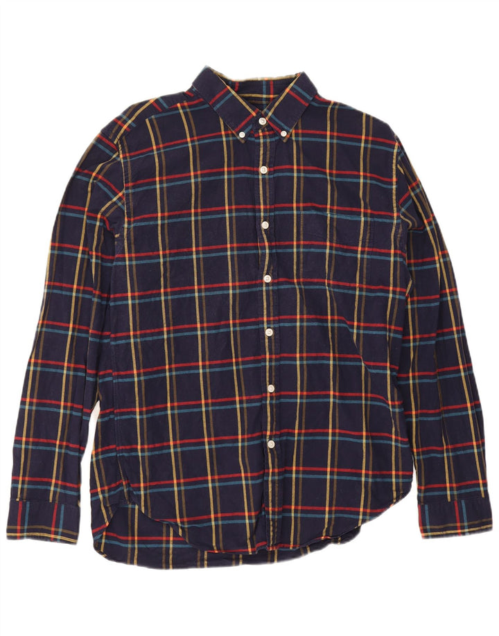 Camisa masculina de flanela J. Crew grande algodão xadrez azul marinho